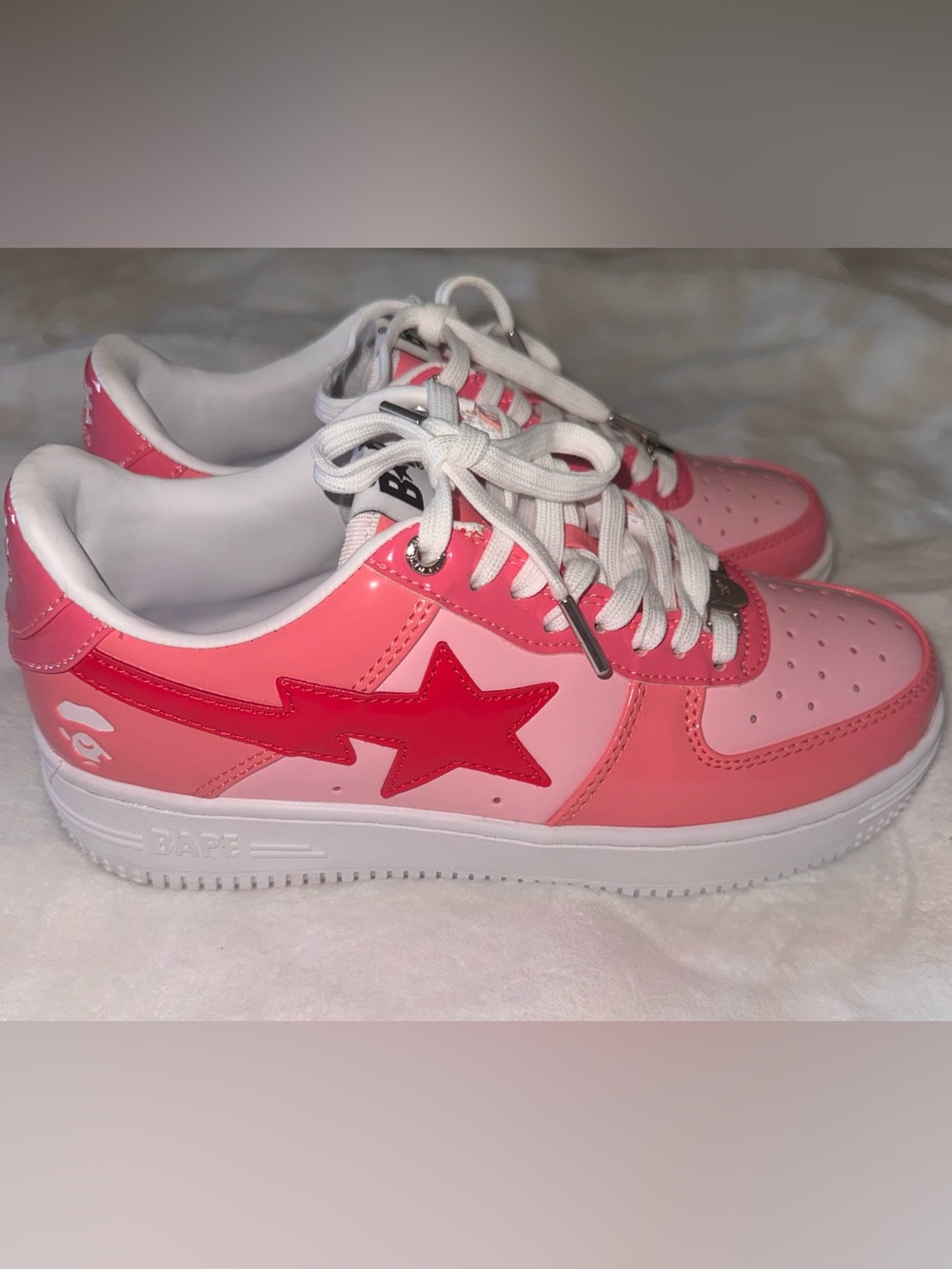 Bape Pink Gradient Sta Low Sneakers with Red Star
